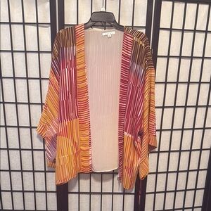 CAbi Relaxed Orange and Pink 3/4 Sleeve Tunic